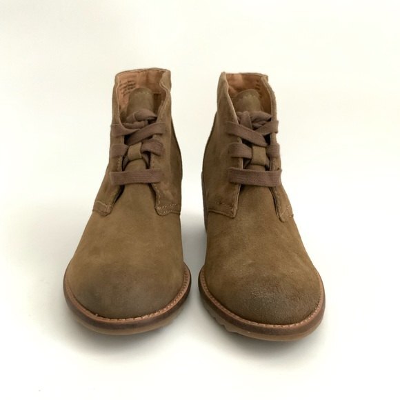 Biala Bootie Women Size 5M Tan Leather Lace-up Block Heel Distressed - Picture 4 of 12